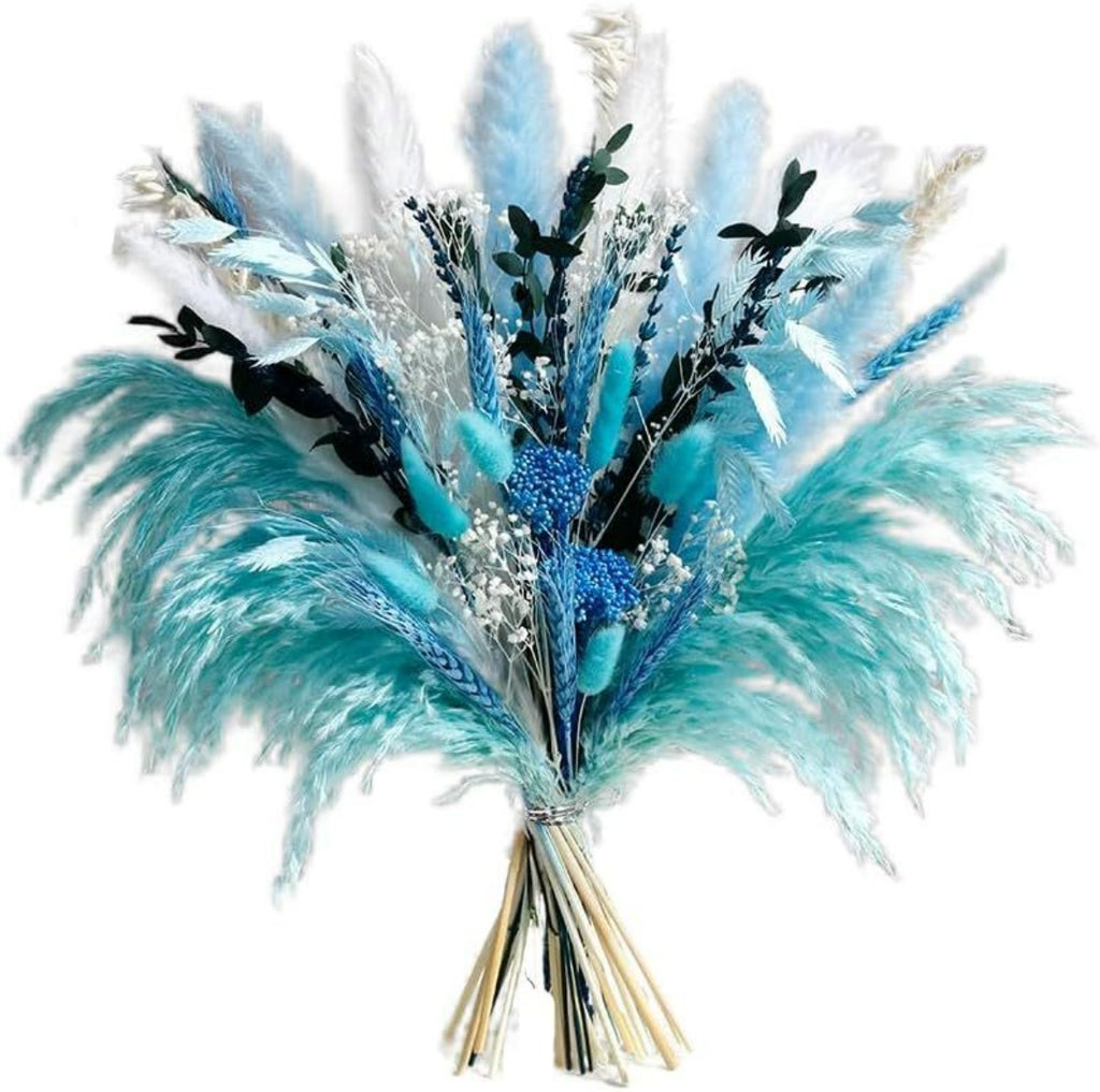 50-Piece Pampas Grass & Dried Flower Bouquet Set – Boho Reed Feather Mix for Wedding Decor, Living Room Arrangement & Nordic Photo Props