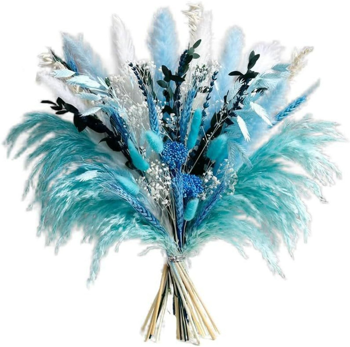 50-Piece Pampas Grass & Dried Flower Bouquet Set – Boho Reed Feather Mix for Wedding Decor, Living Room Arrangement & Nordic Photo Props