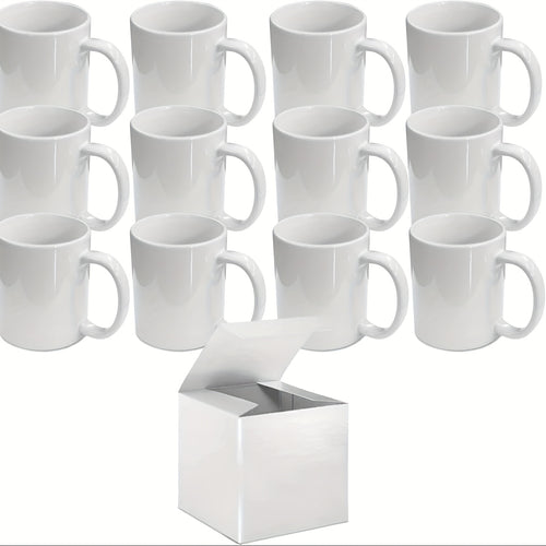 11oz Sublimation Blank Coffee Mugs 12 Pack - White Ceramic DIY Custom Print Mugs for Tea Coffee Juice Gift Corporate Events | Nuvia Haven
