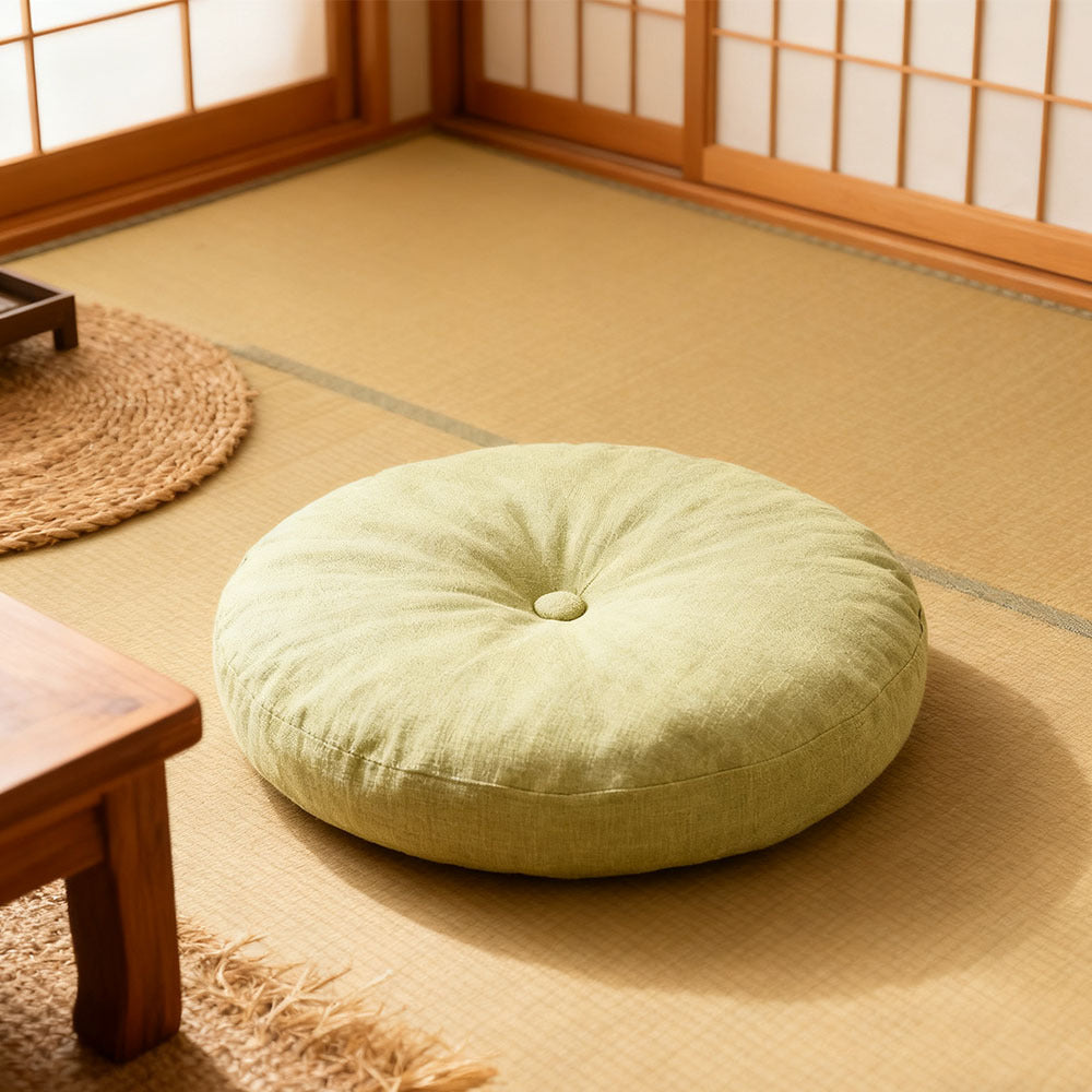 Round Seat Cushion 40x40cm 15cm Thick Firm Futon Meditation Mat Removable Linen Cover Chair Pad for Office Dining Chair Home Decor All Seasons Christmas