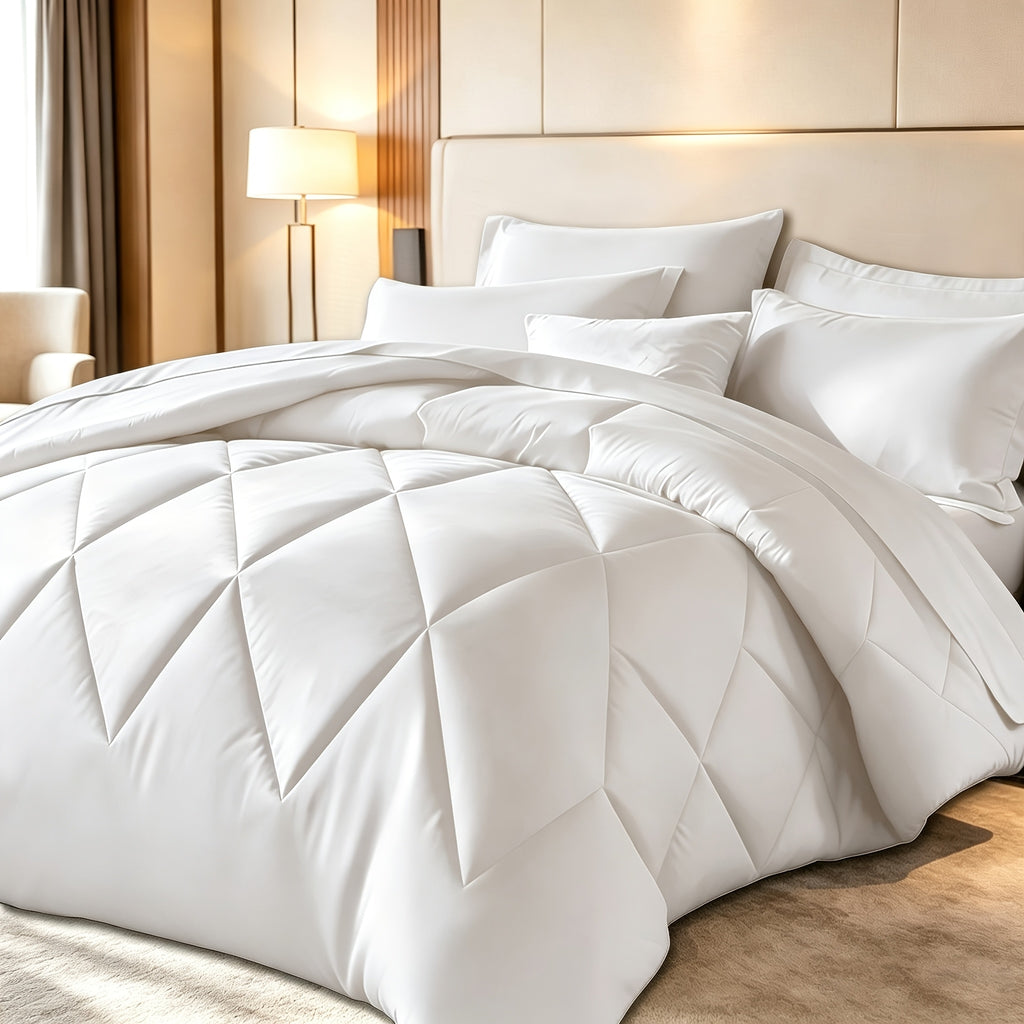 Diamond Pattern Quilt Bedding Set with Pillowcases 2/3 Piece – Soft Breathable Lightweight Comforter Twin Queen King 30+ Colors