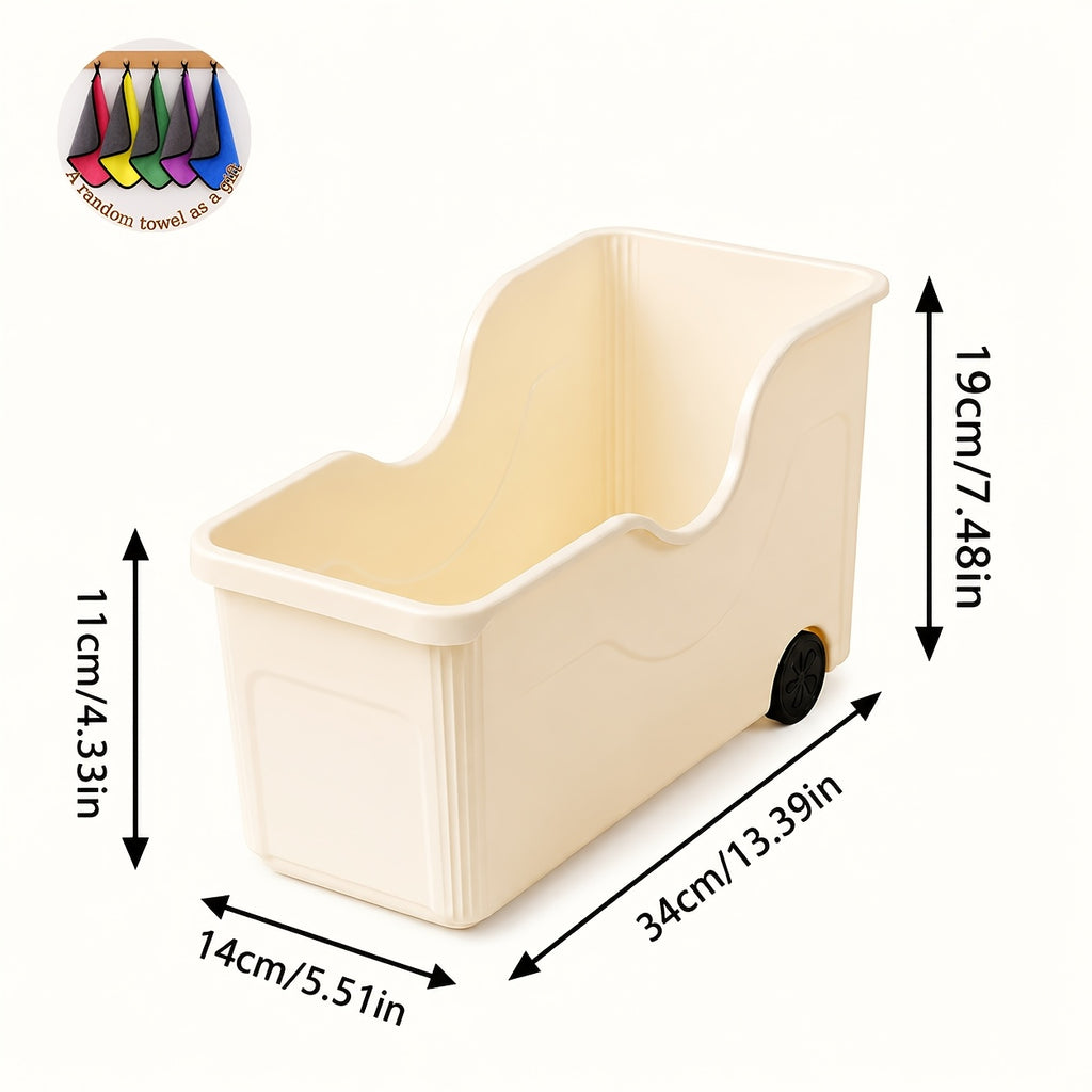 Rolling Plastic Storage Bins Set of 3 – Large Capacity Wheeled Organizer Containers for Kitchen, Bathroom, Pantry, Freezer & Cabinet | Multi-Purpose Roll-Out Storage Bin with Bonus Towel Gift