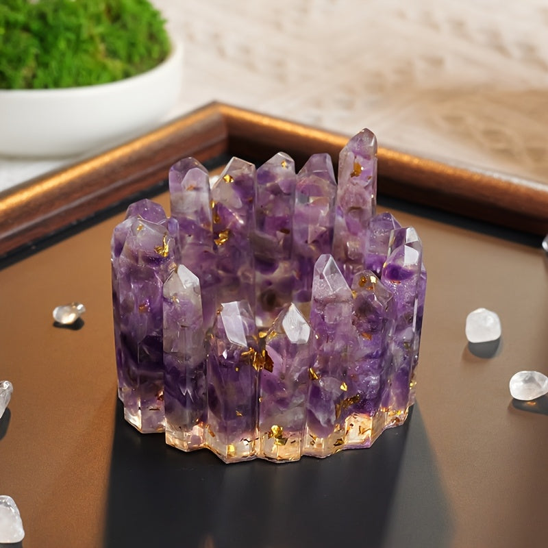 Crystal Column Bowl Candle Holder - Natural Stone Bracelet Ornament Storage Dish, Crystal Cleansing Bowl for Women, Boho Home Decor Gift (2.36-2.76 inch)
