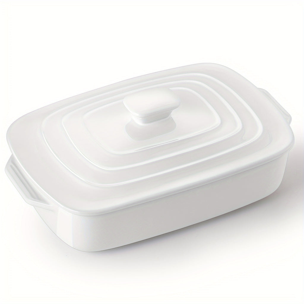 Large Ceramic Casserole Dish with Lid 4 Quart Rectangular Stoneware Baking Pan 9x13 Inch Oven Safe Dishwasher Safe Lasagna Pan for Baking Serving