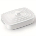 Large Ceramic Casserole Dish with Lid 4 Quart Rectangular Stoneware Baking Pan 9x13 Inch Oven Safe Dishwasher Safe Lasagna Pan for Baking Serving