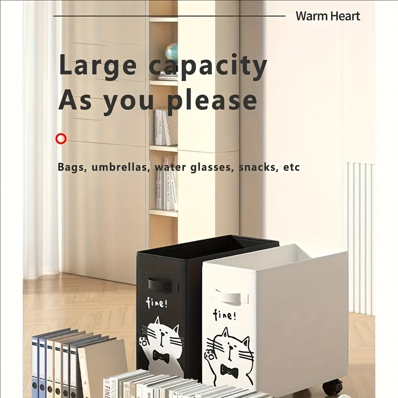 Under-Desk Rolling Storage Cart with Wheels Removable Storage Frame Space Saving Office Organizer for Kitchen Dorm Apartment Black White