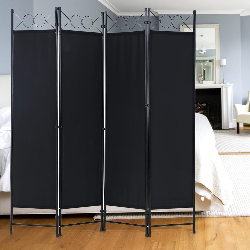 4 Panel Folding Room Divider Privacy Screen | Portable Wall Divider Partition for Home, Office & Bedroom Separation – Black, Grey, Beige, Tan