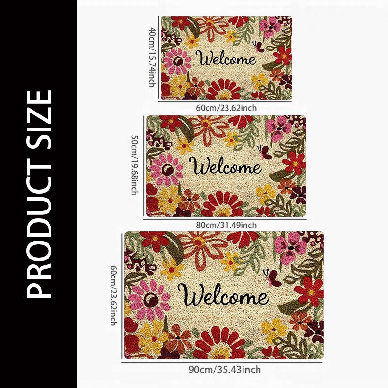 Floral Butterfly Door Mat Indoor Welcome Rug – Non-Slip Flannel Entry Mat, Colorful Vintage Garden Style, Soft & Easy Clean | 20x30 24x36 | Nuvia Haven