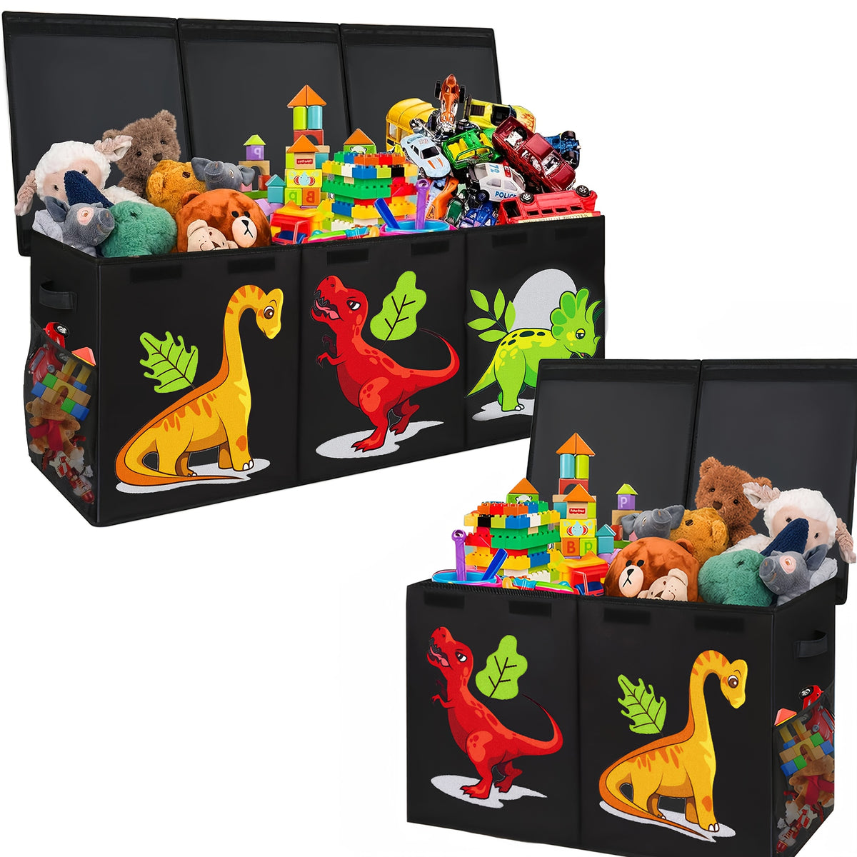 Kids Toy Storage Box Collapsible with Lid – Extra Large Foldable Toy Chest Bin for Playroom, Bedroom & Nursery, Fun Unicorn & Dinosaur Designs, Durable Cardboard, Great Gift for Boys & Girls Ages 3+