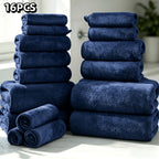 16-Piece Ultra-Soft Coral Fleece Bath Towel Set – 4 Bath Towels, 6 Hand Towels & 6 Washcloths | Quick-Dry, Highly Absorbent | Home, Hotel & Spa