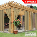 Outdoor Curtain Panels for Patio Gazebo Porch – Weather-Resistant, Light-Filtering Sun Block Privacy Drapes, 4 Panels, Multiple Sizes & Colors