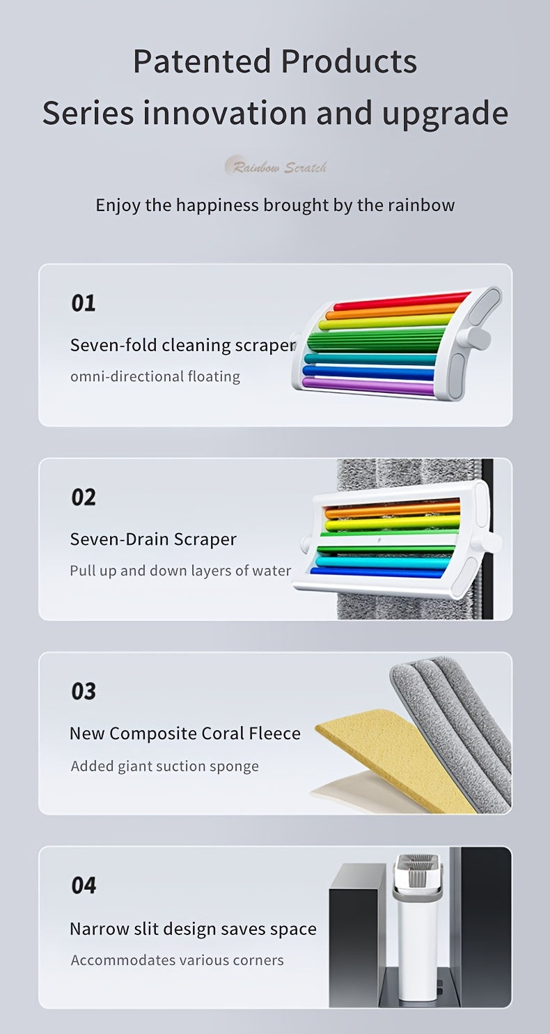 Flat Mop and Bucket Set 360 Degree Rotating Hands-Free Wringing Dual Compartment Clean Dirty Separation Ultra-Fine Fiber Floor Mop for Kitchen Bathroom Hardwood Tile