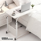 Rolling Laptop Desk Movable Adjustable Height 360 Degree Rotating Wheels Bedside Computer Desk for Bedroom Living Room Dormitory Multifunctional Student Writing Desk Multiple Colors