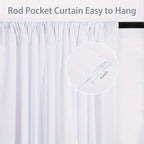 Wrinkle-Free White Backdrop Curtains Polyester, Wedding Party Photo Backdrop Drapes Rod Pocket, Single Panel or Sets of 6 8 12 Pieces