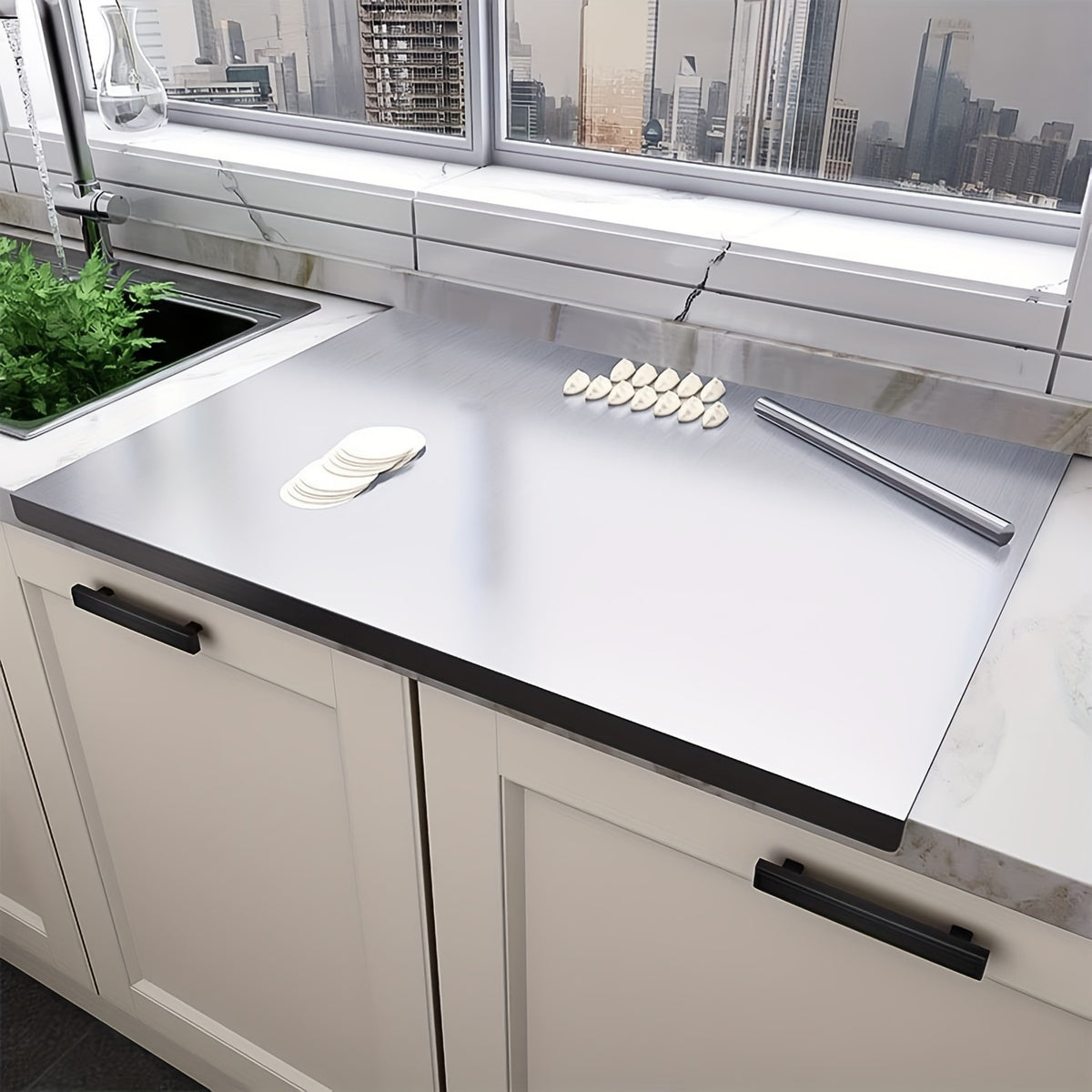 Stainless Steel Cutting Board Extra Large - Multiple Sizes, Easy-Clean Metal Chopping Board for Kitchen Prep, Multipurpose Non-Porous Cutting Surface for Meat, Vegetables & Bread
