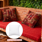 2-Pack Turkish Moroccan Throw Pillows with Inserts Reversible Floral Boho Decorative Pillow 18x18 Inch Polyester Square Cushion Zip Cover for Sofa Couch Bedroom Living Room 7 Colors