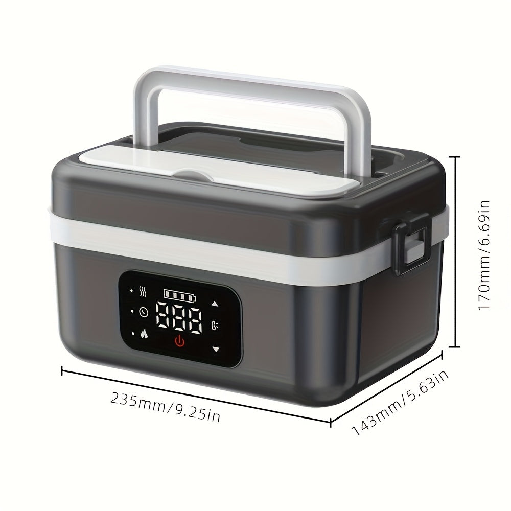 Heated Lunch Box 8000mAh Rechargeable with Digital Display & Stainless Steel Liner – Portable Electric Food Warmer Power Bank Lunch Bag, 33.8oz for Work Car Camping School Men Women