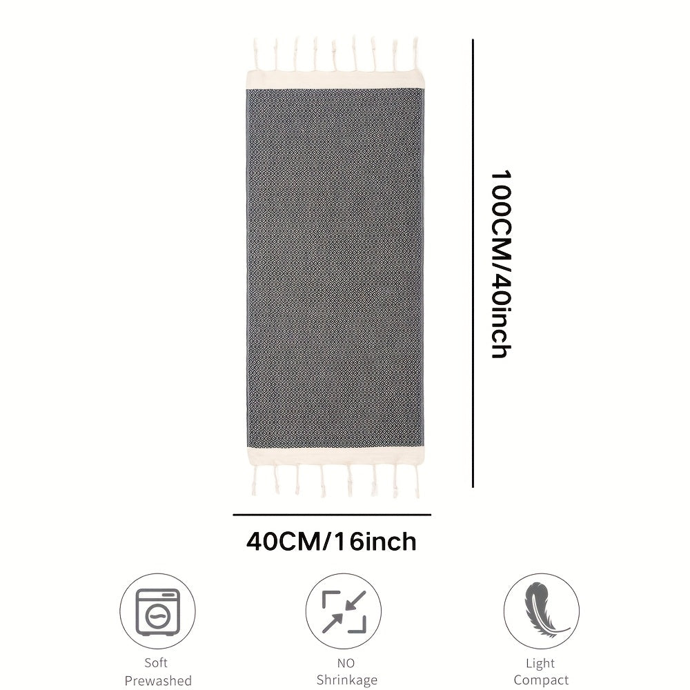 Turkish Cotton Tassel Hand Towels 2-Pack – Diamond Lattice Scandinavian Design, Soft Decorative Towels for Bathroom, Kitchen & Yoga | 7 Colors