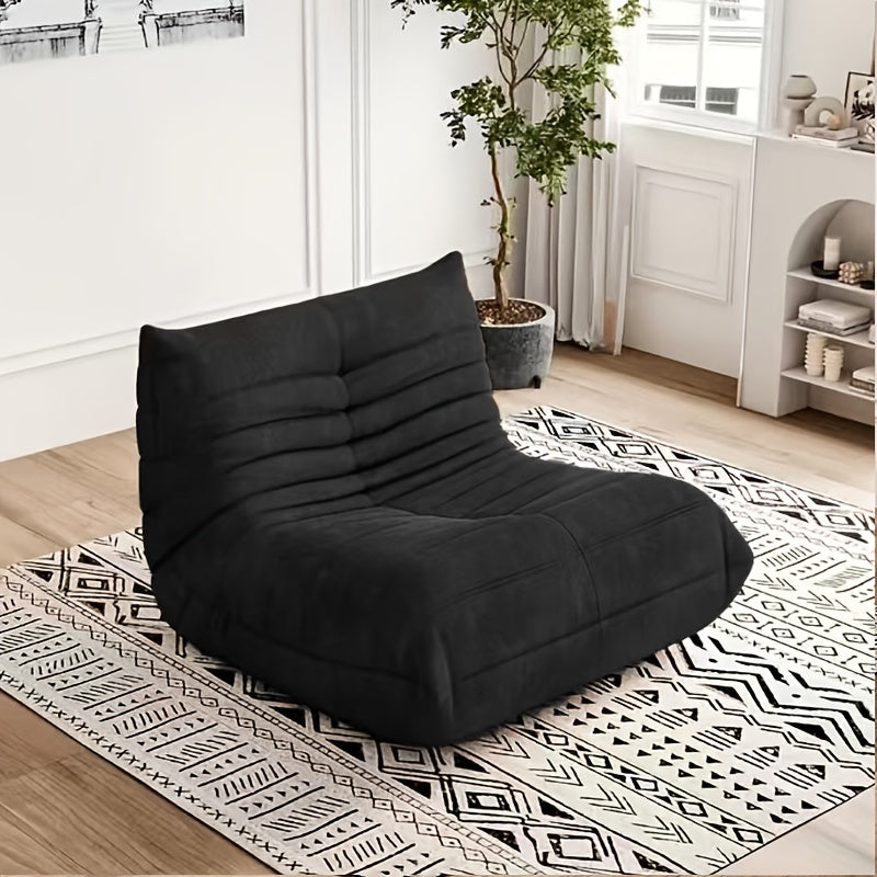 Caterpillar Floor Bean Bag Sofa – Teddy Velvet High-Density Foam Ergonomic Lounge Sofa, 1-2-3 Person, for Living Room Bedroom Game Room, Multiple Colors