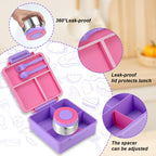 Space-Themed Bento Box with Insulated Soup Cup - Microwave Safe 3-Compartment Lunch Box, Secure Latch, for School Picnic Work, Kids & Adults | Nuvia Haven