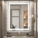 LED Bathroom Mirror with Anti-Fog, Dimmable 3-Color Lights & Stepless Brightness – Wall Mounted Vanity Mirror 24x36, 28x48, 32x40 Inch