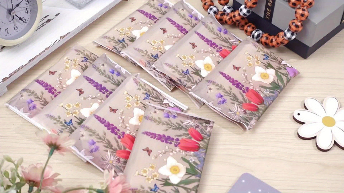 Pocket Facial Tissue Packs 50 Pack, 500 Sheets 3-Ply Disposable Travel Tissues Slim Design with Retro Flower Pattern, Perfect for Purse Weddings Guests & Home Decor