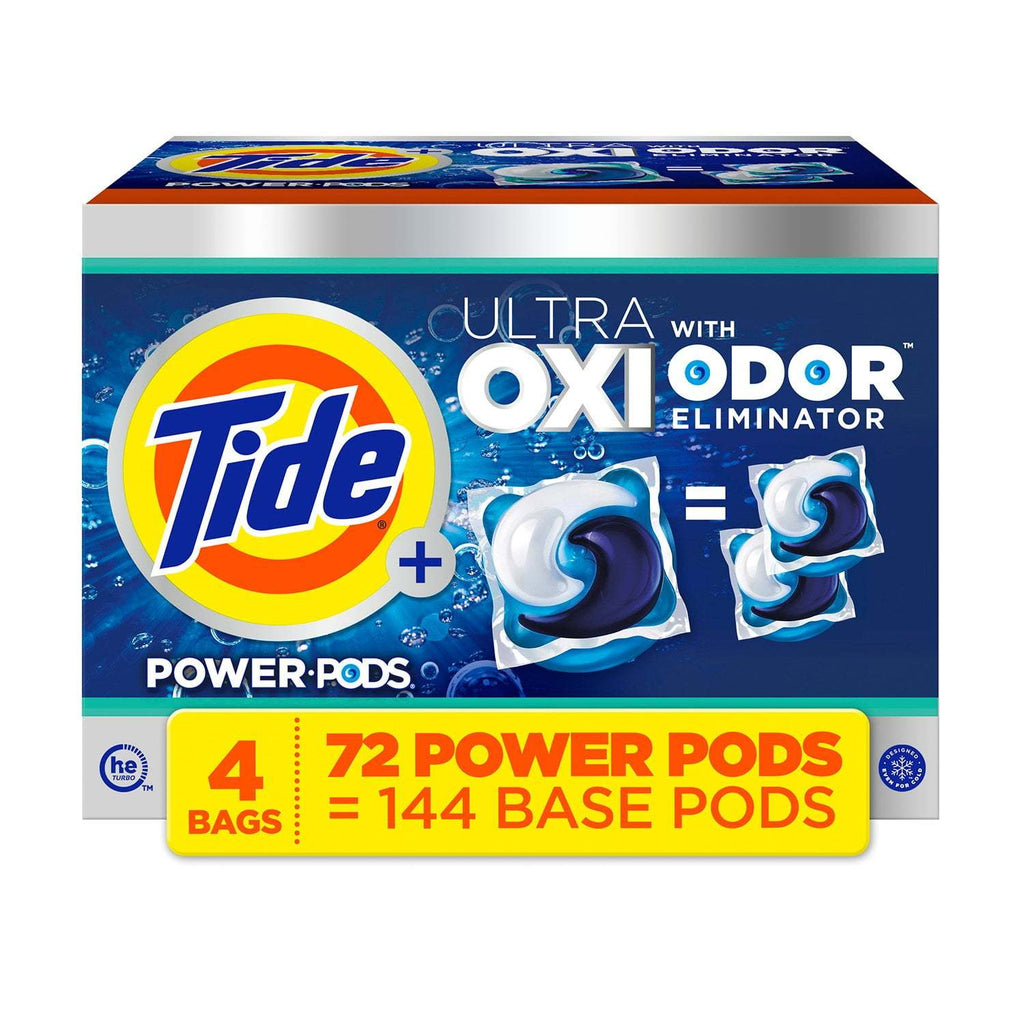 Tide Power PODS Ultra OXI Laundry Detergent Pacs 54 Count, Stain-Fighting Oxi Boost Laundry Pods, Deep Clean Odor Eliminating Washing Machine Pods for HE & Standard Washers