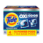 Tide Power PODS Ultra OXI Laundry Detergent Pacs 54 Count, Stain-Fighting Oxi Boost Laundry Pods, Deep Clean Odor Eliminating Washing Machine Pods for HE & Standard Washers