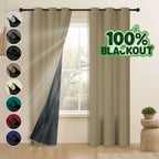 Grommet Blackout Curtains 2 Panels 100% Polyester for Bedroom, Living Room & Dining – Stainless Steel Rings, Black Backing, 8 Colors & 9 Sizes