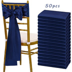 50pcs Satin Chair Sashes Bow Ribbons for Wedding Reception Banquet Restaurant Party Hotel Event Decoration – Universal Chair Belt Streamer 7 x 108 Inches