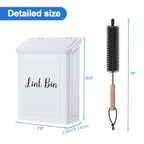 Magnetic Lint Bin for Laundry Room – Wall Mount Metal Dryer Lint Holder Trash Can with Lid, Laundry Organization, White