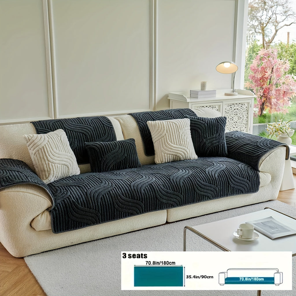 Plush Non-Slip Sofa Cushion Cover Luxury Modern Pet-Proof Breathable Seat Pad Slipcover for Couch Living Room Bedroom Office – Soft Velvet Sofa Seat Cushion Protector Home Decor