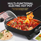 Non-Stick Ceramic Electric Pot with Glass Lid – Aluminum Body, Adjustable Temperature, Fry, Bake, Steam & Boil – Easy Clean Countertop Cooker for Home