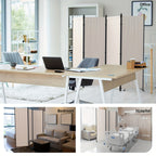 Room Divider 4 Panel Folding Privacy Screen – 67.5" Tall Cream Steel Frame Freestanding Partition for Bedroom Office Living Room