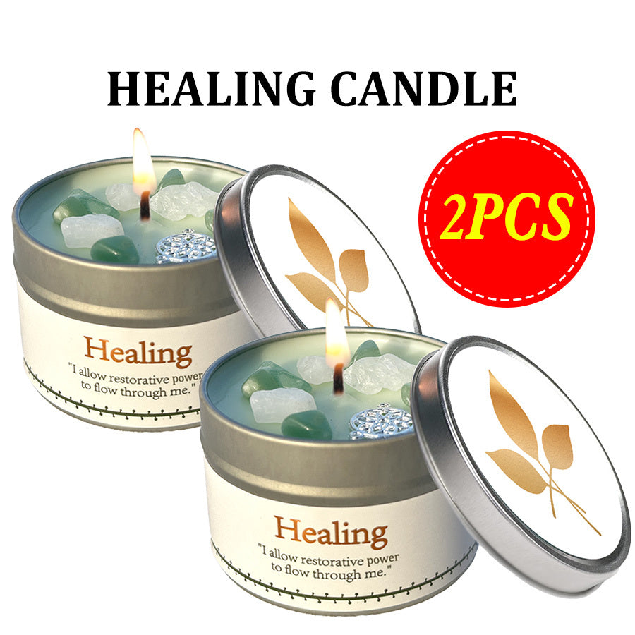 Manifestation Candle – Scented Soy Wax Candle with Golden Crystal & Guidance Card, 3oz, 12+ Hr Burn, for Focus, Meditation & Yoga | Abundance & Law of Attraction Gift for Women (1 or 2 Pack)