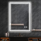LED Bathroom Mirror with Lights Anti-Fog Dimmable 3 Color Temperatures, Touch Sensor & Wall Switch, Memory Function Tempered Glass Vanity Mirror – Wall Mounted Horizontal or Vertical, 5 Sizes