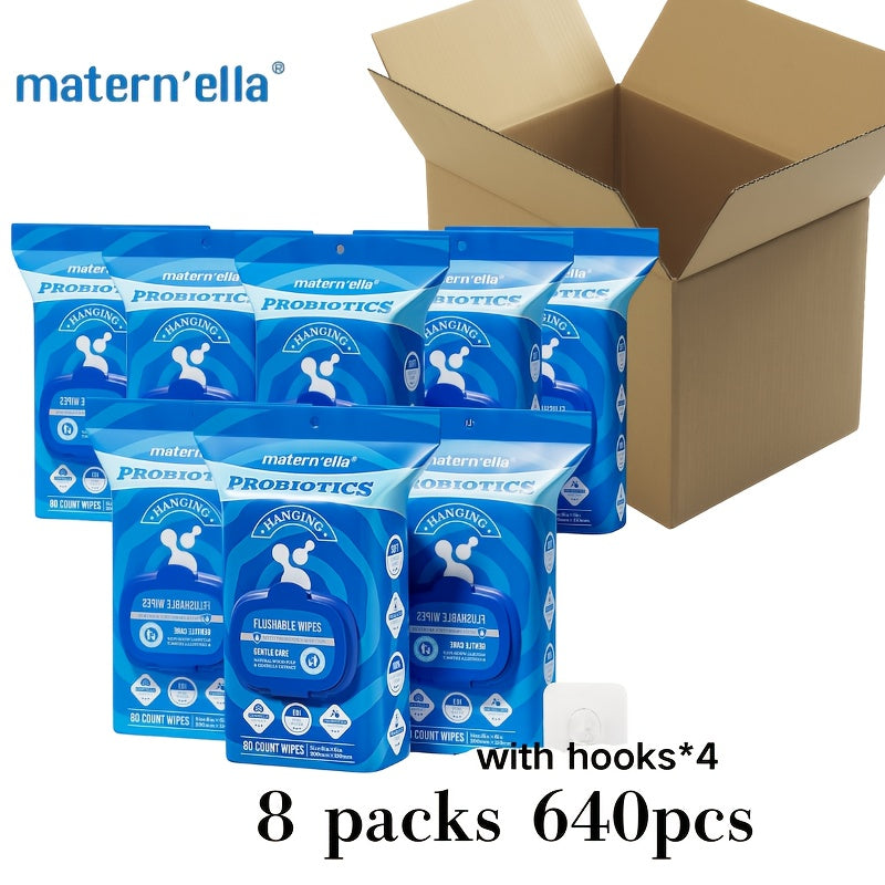 Flushable Wet Wipes with Probiotics, Plant-Based Fibers Fragrance-Free Sewer-Safe Butt Wipes, Soft Thick Disposable Personal Care Wipes for Adults, Incontinence & Sensitive Skin, Multi-Pack