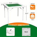 Folding Card Table with Green Felt – Mahjong Table for Poker Dominoes and Card Games in Black or White