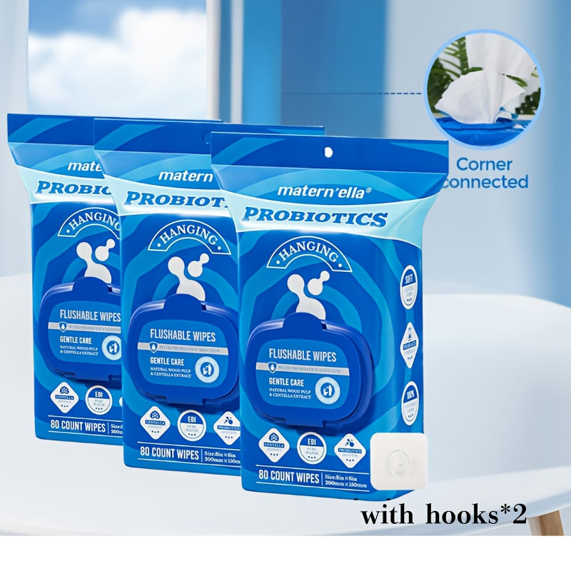 Flushable Wet Wipes with Probiotics Fragrance Free Sewer Safe Soft Thick Plant-Based Disposable Wipes for Personal Care Incontinence Travel Camping Available in Multiple Pack Sizes