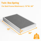 Heavy Duty Box Spring Foundation | 5", 7" & 9" High Metal Frame with Fabric Cover, Easy Assembly – Twin, Full, King