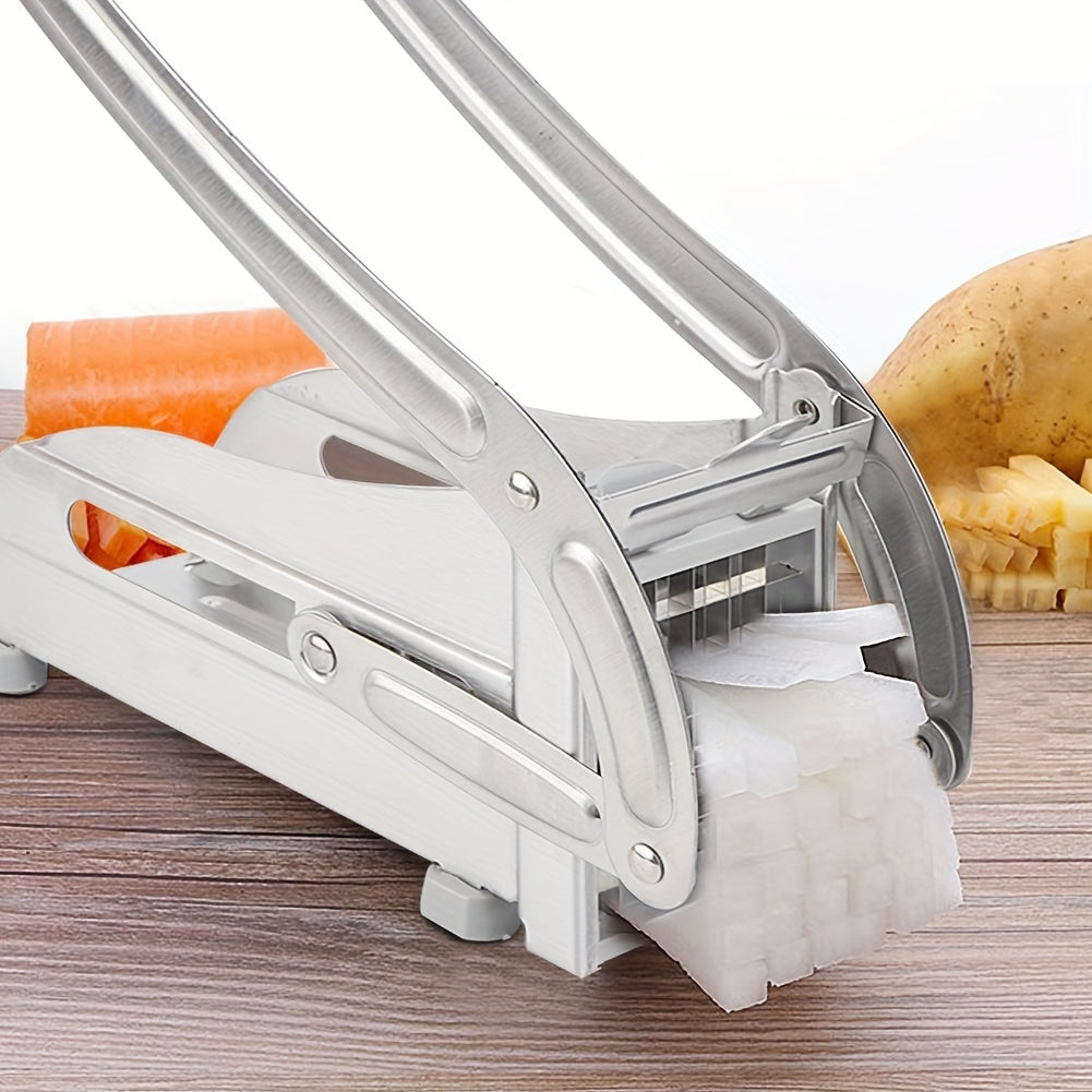 Stainless Steel French Fry Cutter & Vegetable Chopper - Heavy Duty Potato Slicer, Onion Chopper and Food Cutter for Carrots, Cucumbers and More - Essential Kitchen Gadget