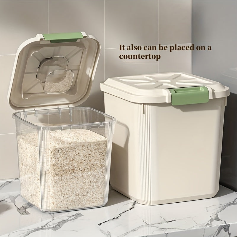 Large Capacity Rice Storage Box with Lid & Universal Wheels – Sealed PP Cereal Container, Movable Kitchen Pantry Storage, 2-Pack or 4-Pack (11–55 lbs)