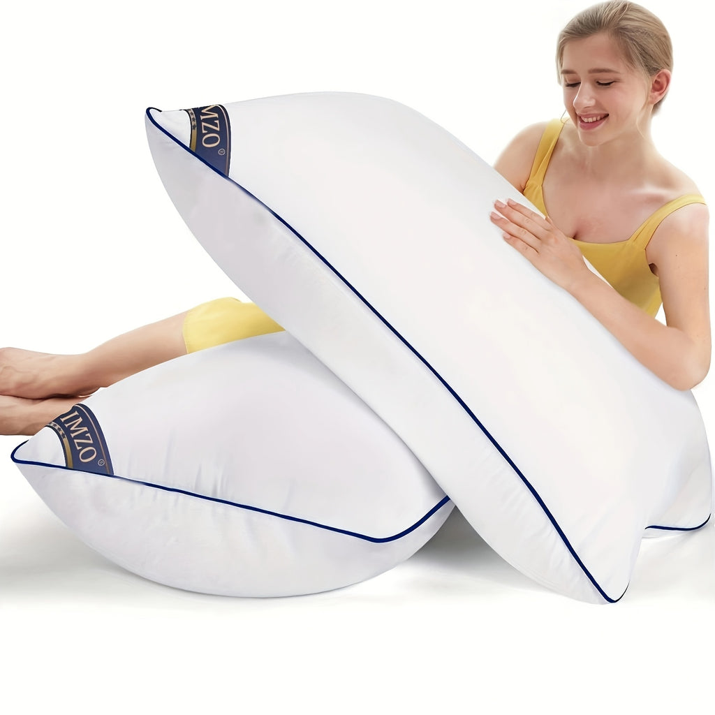 Firm Supportive Sleep Pillows Set 2/4 Pack – Hotel-Grade Cool-Touch, Soft Fiber Fill, Back Stomach Side Sleeper Pillow Standard Queen King