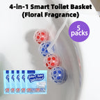 4-in-1 Toilet Cleaner Hanging Basket 5 Pack 65g – 200+ Flushes, Deodorizes & Removes Yellow Stains, Non-Corrosive Tablets for Smart, Hanging & No-Tank Toilets, 4 Fresh Scents: Ocean, Lemon, Lavender, Floral