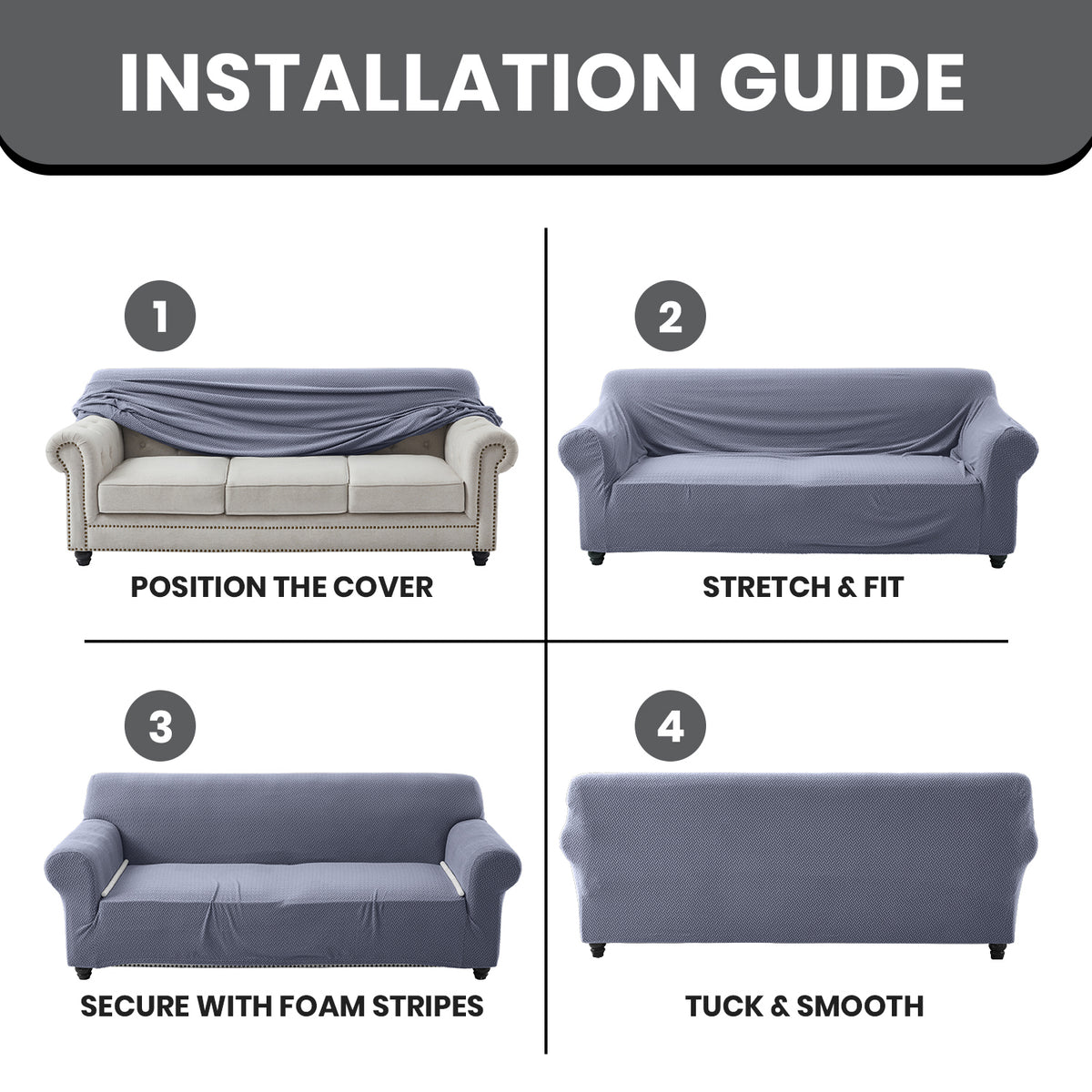 Elastic Stretch Sofa Cover Spandex – Non-Slip Couch Slipcover, Pet-Friendly, Machine Washable, All-Season, 7 Colors, 1/2/3 Seater, Living Room Bedroom Office Home Decor