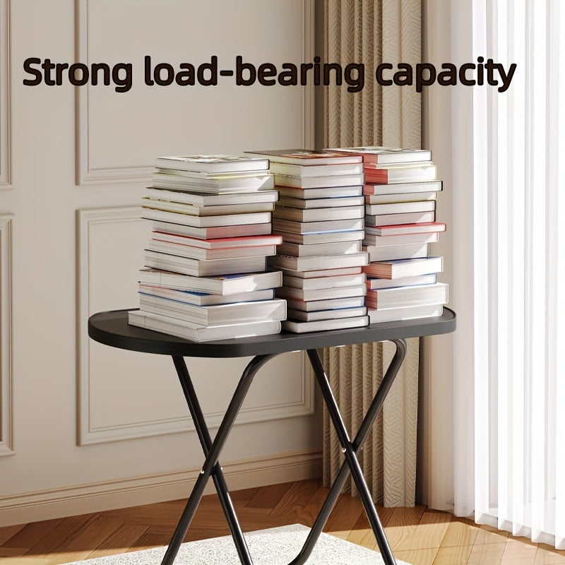 Foldable Tray Table – No Assembly TV Dinner Tray for Eating on Bed Sofa Living Room, Stable Snack Table, Normal & Large, Black White Walnut