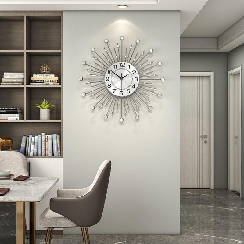 24-Inch Silent Wall Clock Minimalist Modern Wrought Iron – Large Non-Ticking Decorative Clock for Living Room, Kitchen, Bedroom & Bathroom