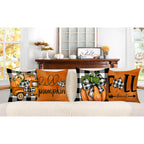 Seasonal Throw Pillow Covers 18x18 Inch – Autumn Winter Holiday Cushion Covers with Pumpkin, Snowman, Christmas Tree, Truck & Buffalo Plaid | Farmhouse Thanksgiving Christmas Decor for Couch, Bed & Living Room