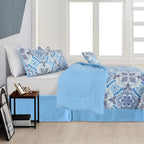 5-Piece Comforter Set – Reversible Quilted Down Alternative Bedding Set with Pillow Shams, Bed Skirt & Cushion | All Season | Twin, Queen, King