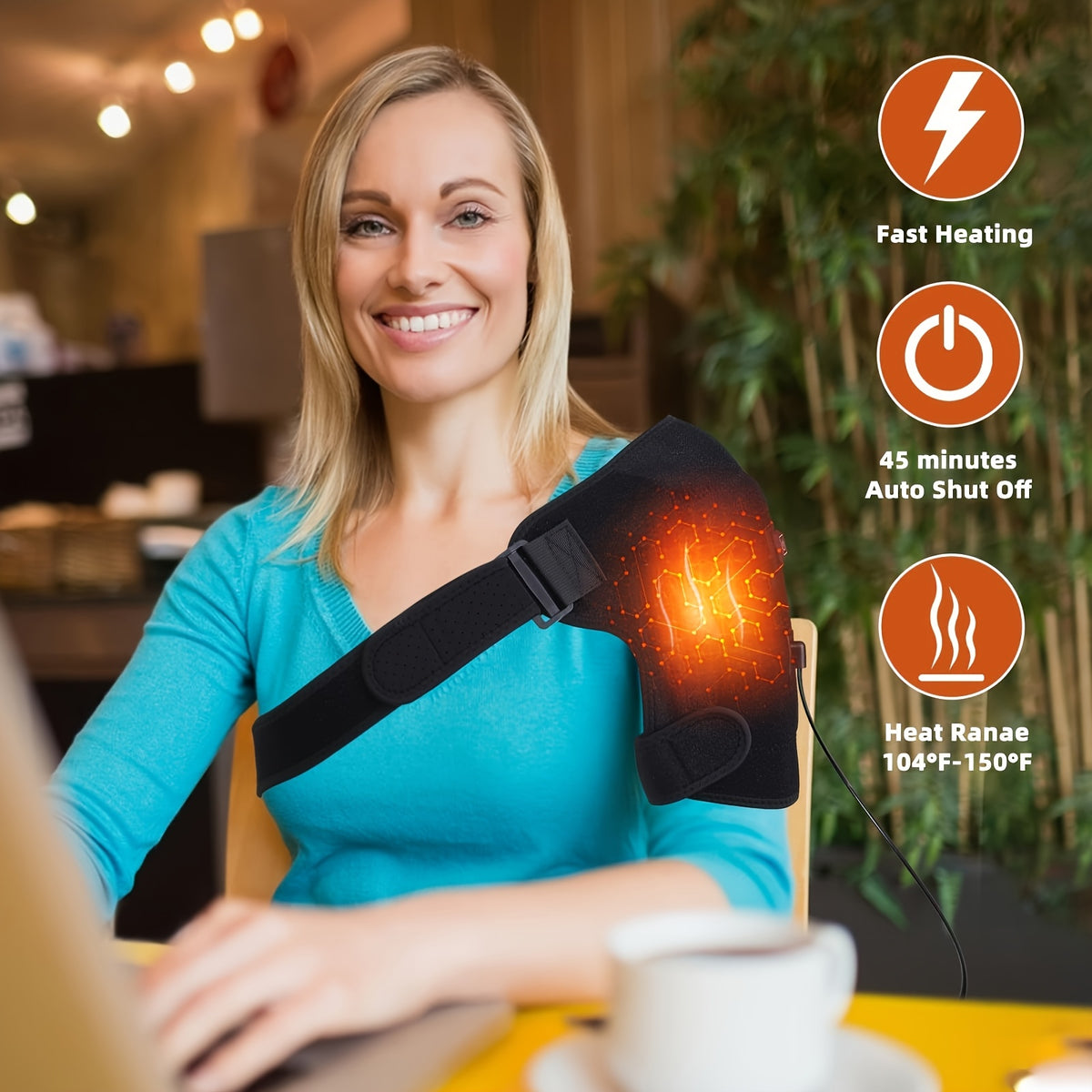 Heated Shoulder Massager with 3 Vibration & Heating Modes, Wireless USB Charging Multifunctional Shoulder Wrap Massager for Pain Relief Relaxation, Gift for Elderly Parents Friends